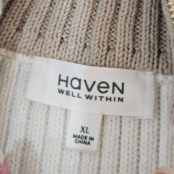 Haven Well Within Organic Cotton Sleeveless Rib Knit Half-Zip Sweater XL White - Picture 10 of 10